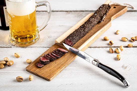 Laguiole Style de Vie Wurstbrett mit Steakmesser Premium Line - Akazienholz - Schwarz