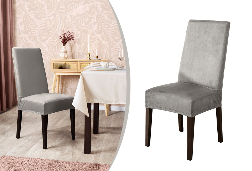 H&C stylische Stuhlhussen - 2er Set - Hellgrau