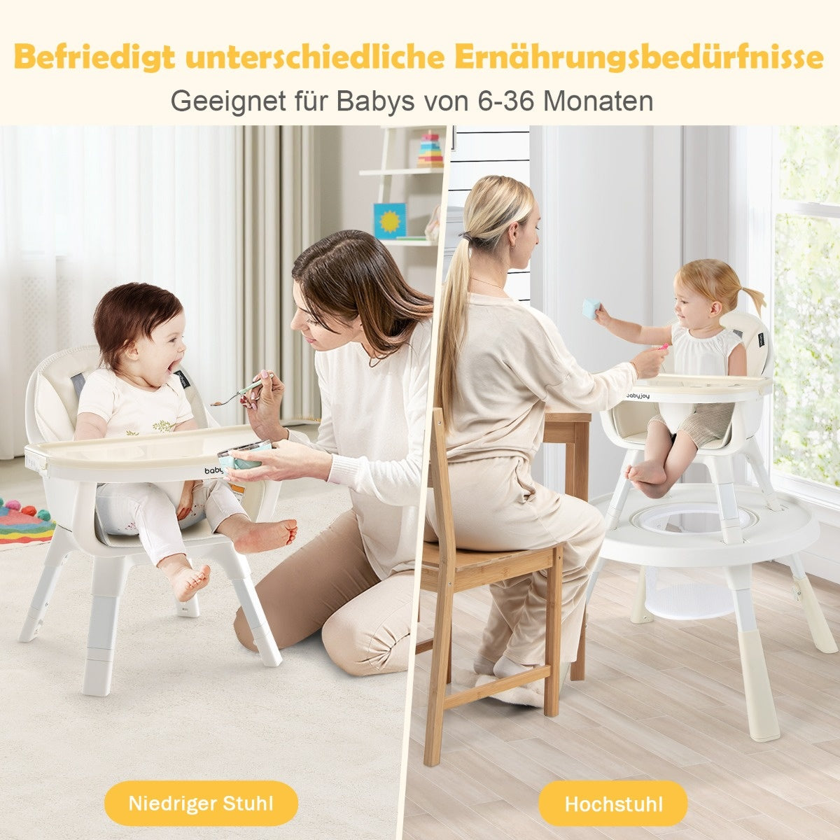 Coast höhenverstellbarer 6-in-1-Babyhochstuhl Beige Hochstuhl & Essenstuhl & Children's Seat Group