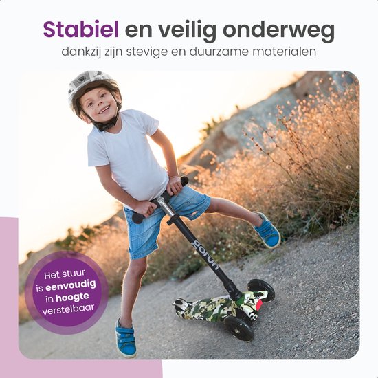 Gofun Kids' Scooter - Leuchtende Räder - Zusammenklappbar - Stufe 3-8 Jahre - Verstellbar - Rutschfest - 85 x 58 x 23 cm - Schwarz