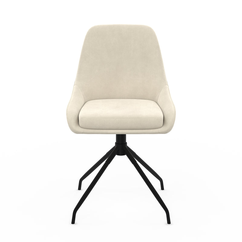 La Maison Olivia Stühle - 2er Set - Cremefarbene Samt-Drehstühle mit schwarzen Metallbeinen - Sitzfläche 47,5 x 39 x 49 cm