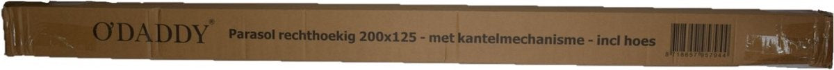 O'DADDYÂ¬Ã† Sonnenschirm - Rechteckig 200 x 125 cm - Balkon Sonnenschirm mit Kippmechanismus - Sonnenschirm Balkon rechteckig - Grau