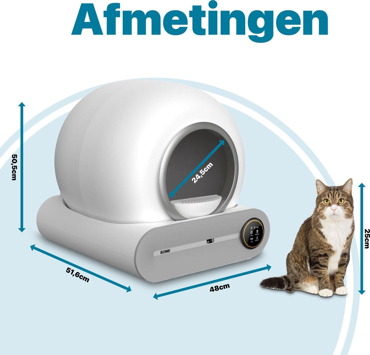 BOME Automatisches Katzenklo - Selbstreinigendes Katzenklo - Mit App und Touchscreen - 65L