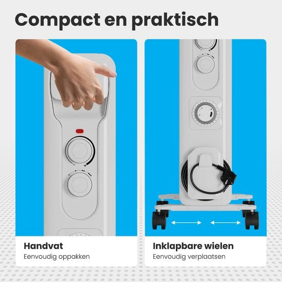 Auronic Ã–lradiator - Elektrischer Heizkörper - Thermostat - Timer - 3 Stufen - bis zu 1500W - Weiß