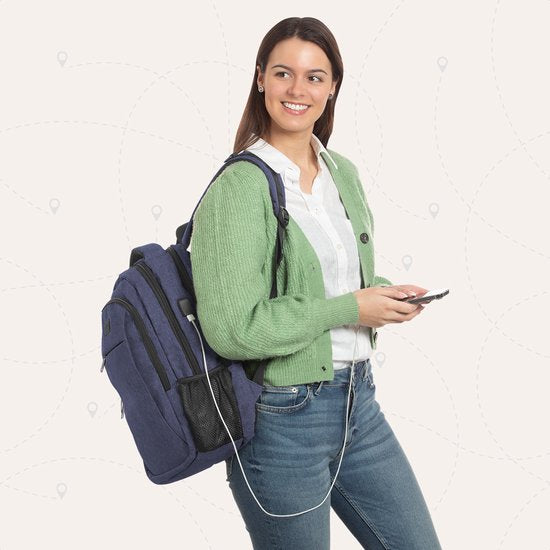 TRVLMORE Rucksack - 28L - 15.6 Zoll - Laptop-Rucksack - Schultasche - Unisex - Spritzwassergeschützt Blau