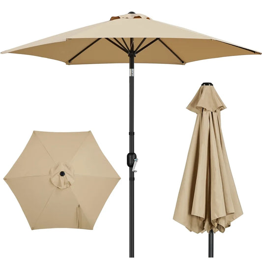 Yaheetech Gartenschirm mit Neigungsfunktion und Pendel – Hellbraun – Ø 269 x 241 cm