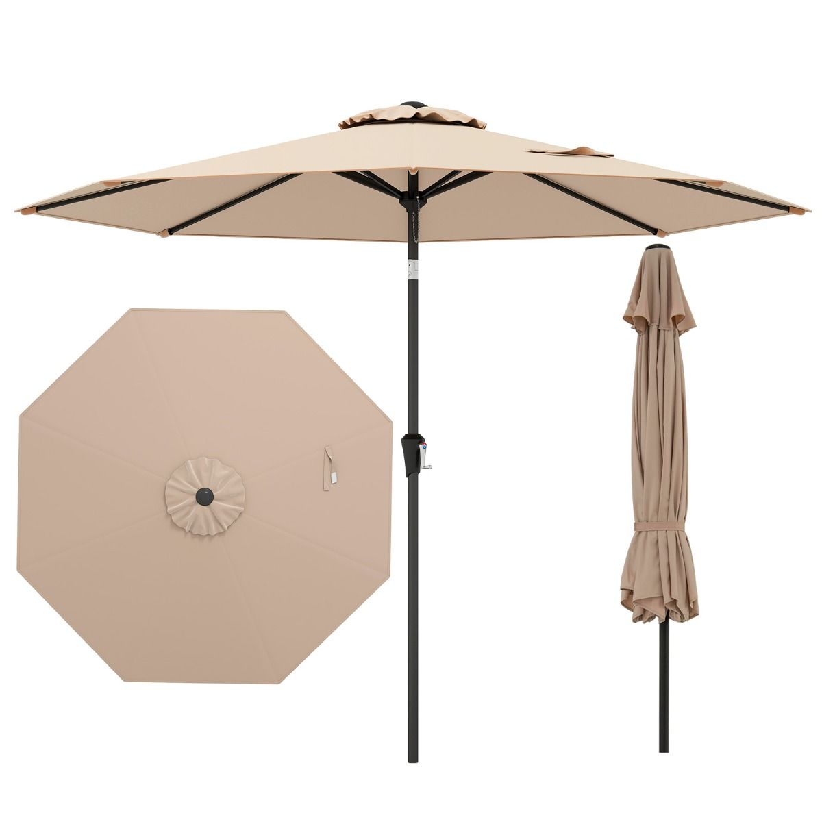 Coast Großer Terrassenschirm – neigbar mit Kurbel – 270 cm – beige