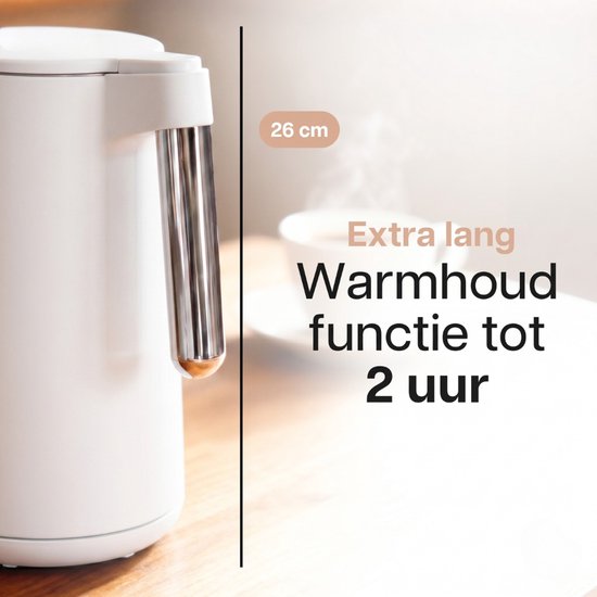 HomeShift® Wasserkocher mit Temperaturregelung – Warmhaltefunktion – doppelwandig – elektrisch – 1,7 Liter – 2200 W – weiß
