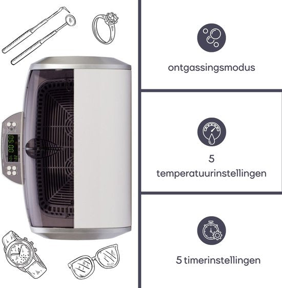 Perel Ultraschallreiniger 6 L - Entgasungsfunktion - Ablassventil - Einstellbarer Timer und Temperatur - Abnehmbarer Korb und Uhrenhalter - Professioneller Einsatz - 310 W, 35 kHz - Weiß