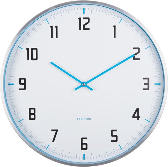 Karlsson Wanduhr Sportlich - Ø40cm - Wanduhr Skandinavisch - Blau