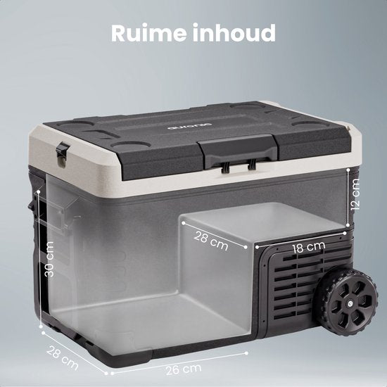 Auronic Electric Cool Box - Kompressor - 2 Zonen - 33L - 12/24V und 240V - Kühlen und Gefrieren - Campingkühlschrank - Frigobox Auto - Mit Rädern und Griff - Schwarz