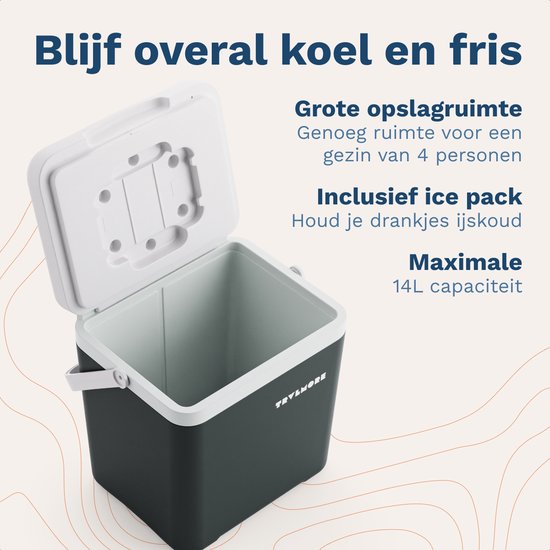 TRVLMORE Cool Box 14L - 47 Stunden Kühlung - Kühlbox - Inklusive Kühlelement - Cool Box Small - Anthrazit