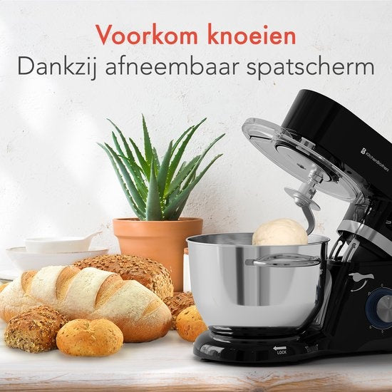 KitchenBrothers Küchenmaschine - Display und Timer - Küchenroboter - 6L - 1400W - Schwarz