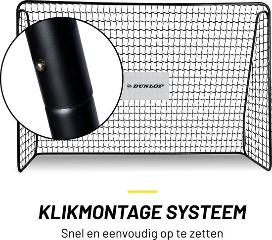 Dunlop - Fußballtor - Outdoor-Spielzeug für Kinder und Erwachsene - schnelle Montage - Metall - 300 x 205 x 120 cm - Schwarz