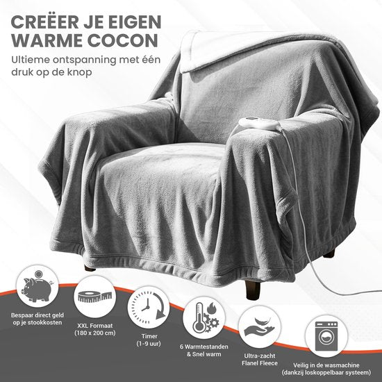 TTD®-Heizdecke elektrisch - 200 x 180 cm - 40-60 °C - Flanell