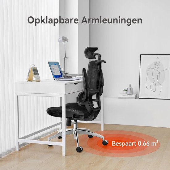 SIHOO M59AS Ergonomischer Bürostuhl – 3D-verstellbare und um 90° hochklappbare Armlehnen – Doppelte Rückenlehne mit adaptiver Lendenwirbelstütze – Sattelförmiges Sitzkissen – Hochwertiges Netzgewebe – BIFMA/SGS-zertifiziert – Bis zu 150 kg – 43,5 x 50,5 x