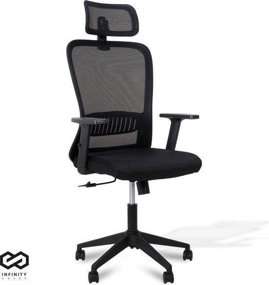 Infinity Goods Ergonomischer Bürostuhl - Bürostühle für Erwachsene - Vollständig verstellbar - Bürostuhl - Schwarz