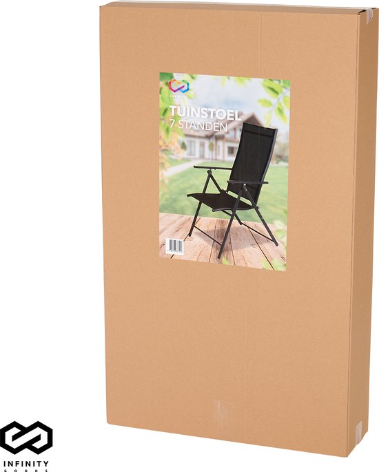 Infinity Goods Tuinstoel - 4 Stuks - 7 Verstelbare Standen - Inklapbaar - Tuin of Balkon - Weerbestendig - Textileen - Zwart