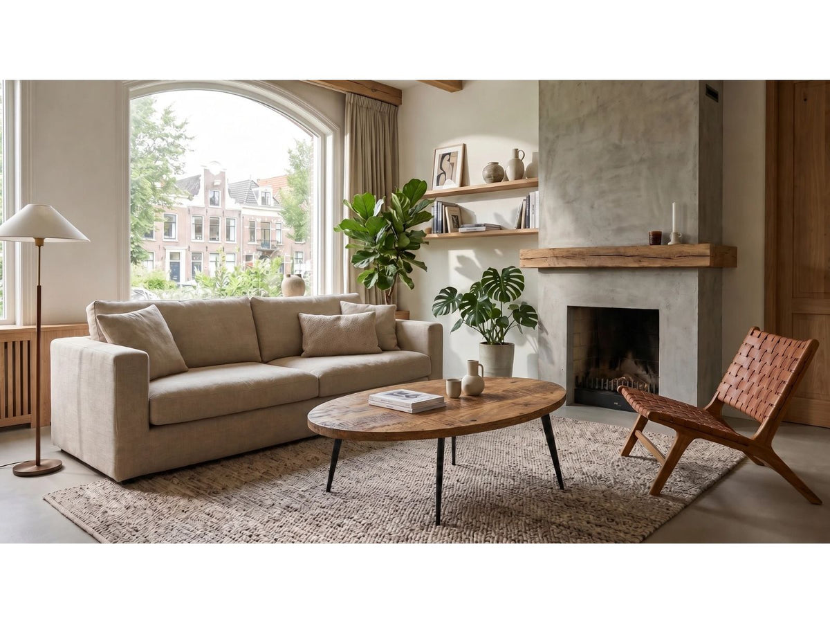 White Label Couchtisch Zurich – Mangoholz und Eisen – 100 cm