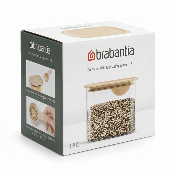 Brabantia Vorratsbehälter mit Messlöffel – 1,3 Liter – 12,3 x 15,4 x 10,6 cm