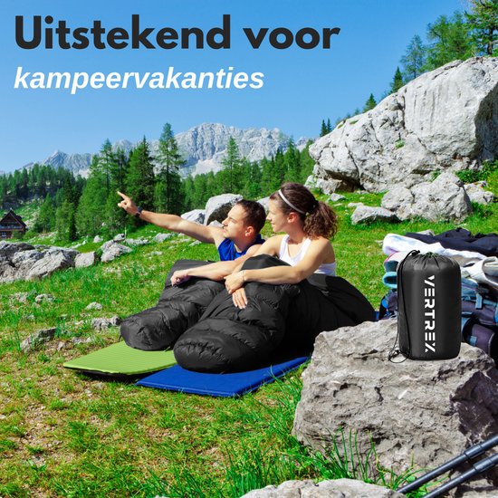 Vertrex Tri-Season Adventure Mumienschlafsack - Schlafsäcke Erwachsene - Camping - Schwarz