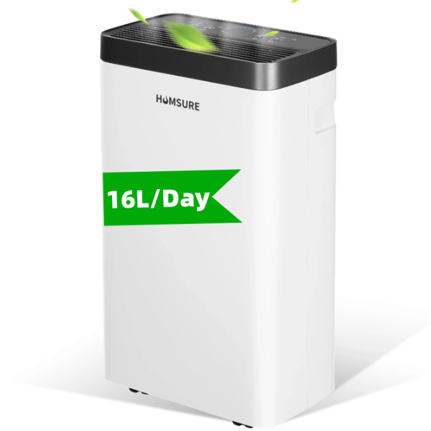 Humsure Luftentfeuchter 16 l/Tag – 25 m² – Timer – Rollen – Weiß