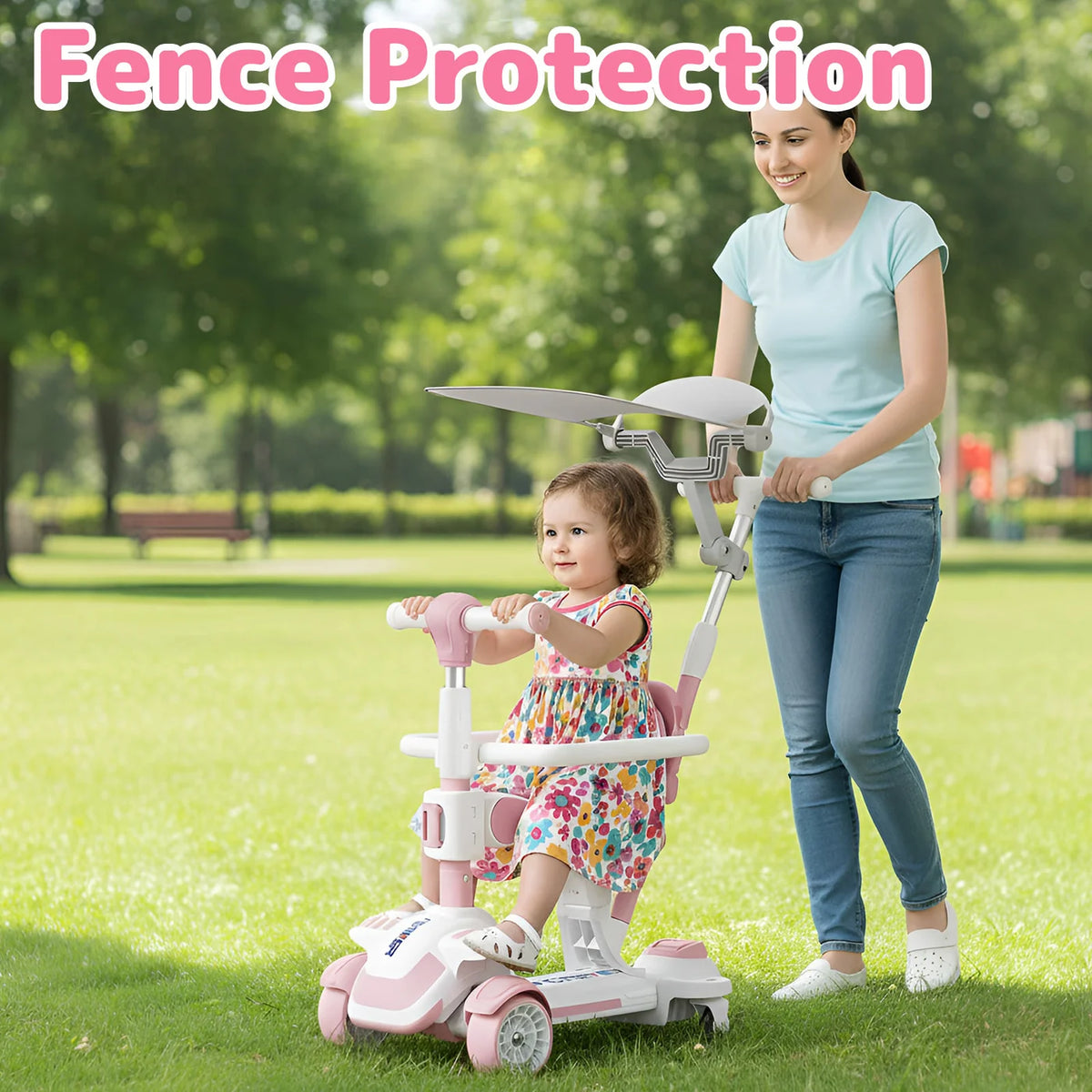 Neuleb 4-Rad-Roller für Kinder von 3 bis 8 Jahren, Kick-Roller mit drehbarem Sitz, maximale Tragkraft 100 kg, höhenverstellbar, Lenkung durch Neigen, für Jungen und Mädchen geeignet, rosa