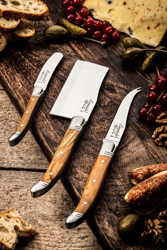 Laguiole Style de Vie Käsemesser-Set Luxury Line - 3-teilig - Olivenholz