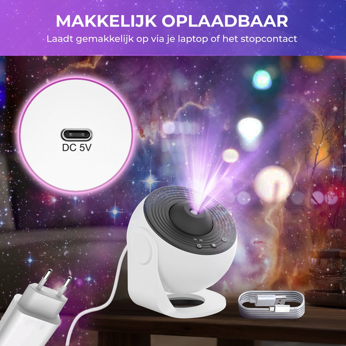 MostEssential Premium 12-in-1-Projektorlampe - 360° - 3000 lm - Schwarz + Weiß