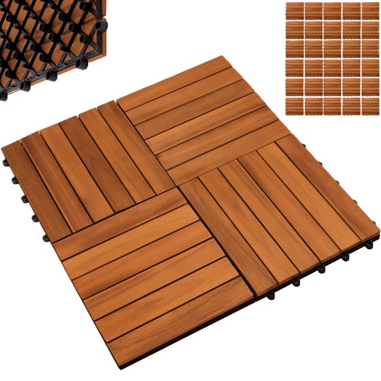 Terrassenfliese aus Akazienholz – 30 x 30 cm, Plug-In-System – FSC®-zertifiziert