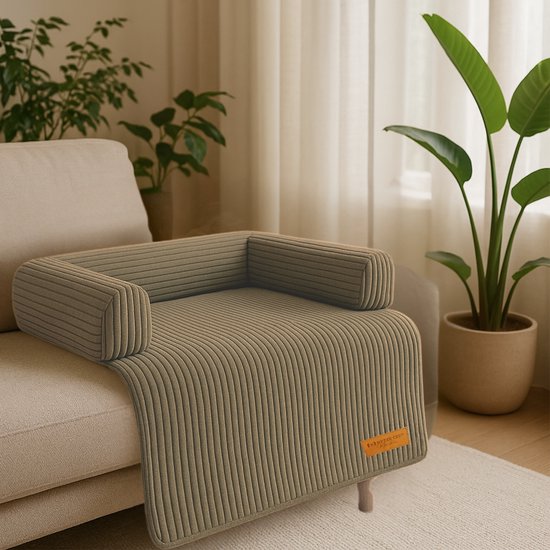 By Cee Cee Original Hundedeckenbank - Hundedeckenbank - Hundekorb - Premium - komplett mit Reißverschluss - Rippengewebe - Braun - 90x90 - Größe M