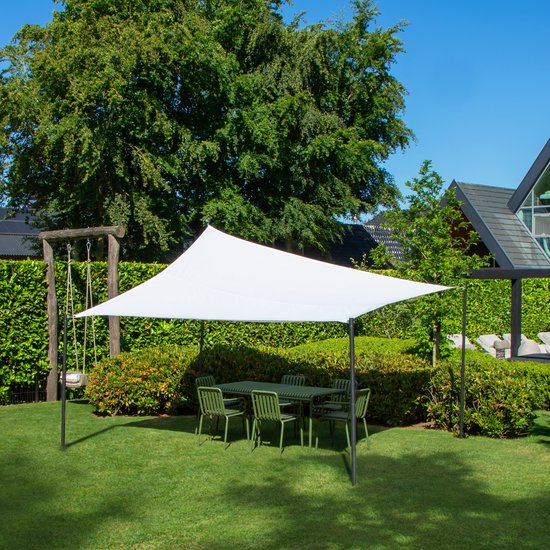 VONROC Premium Schattentuch - Tarp - Rechteck - 400x300 cm - Wasserabweisend - Weiß - Inkl. Aufbewahrungsbeutel und Befestigungsschnur