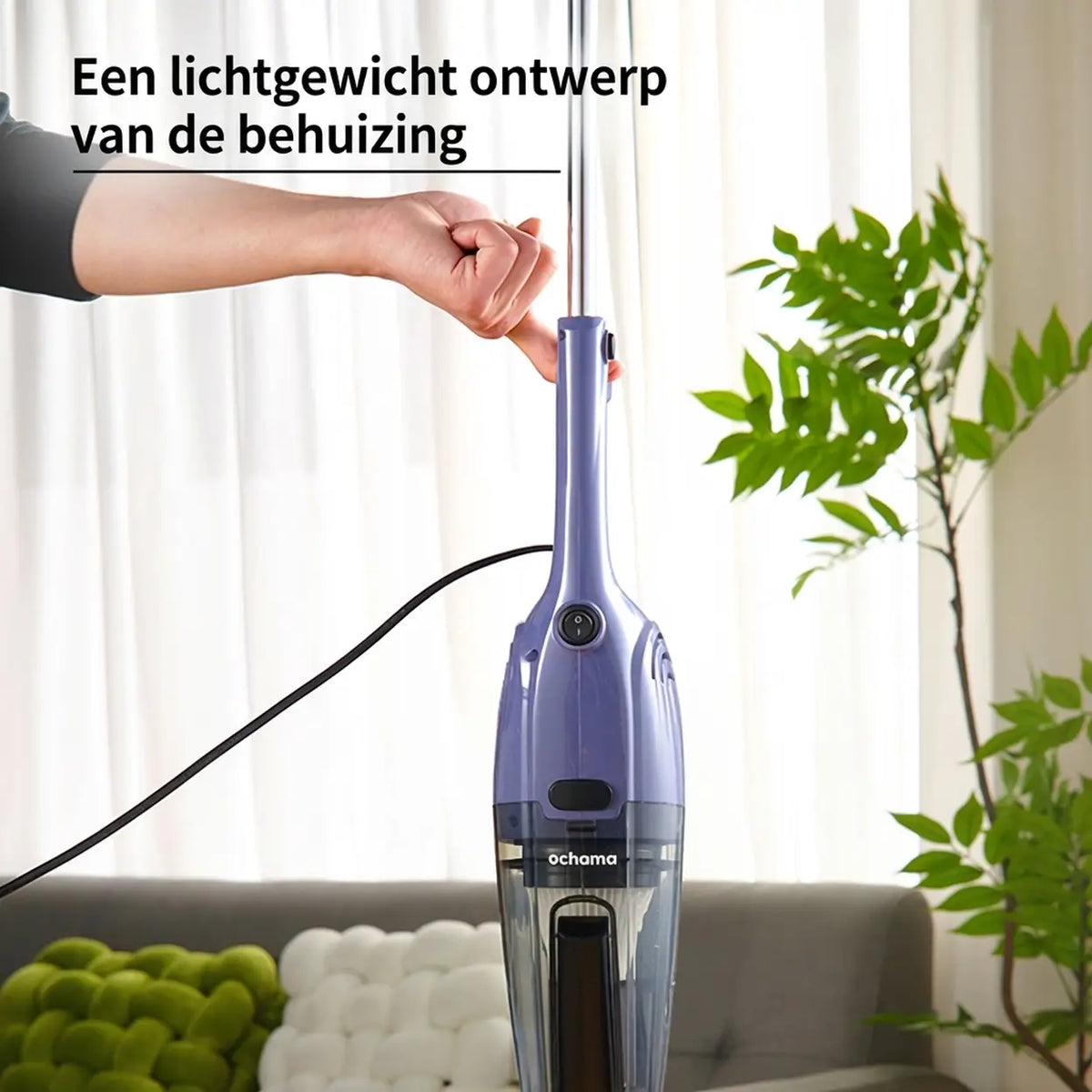 Ochama 2-in-1-Staubsauger mit Kabel (Hand- und Stabstaubsauger) 0,5 l – Leicht, 500 W hohe Saugleistung, schlankes Design, transparenter Staubbehälter, einfach zu montieren/demontieren – Ideal für Haushalte mit Haustieren