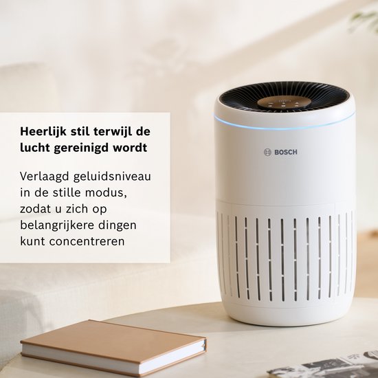 Bosch Air 2000 Luftreiniger für bis zu 37,5 m² – Entfernt Schadstoffe effizient mit HEPA-Filter, Smart-Sensor und leisem Modus – für Allergiker