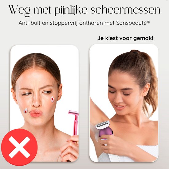 Sansbeauté® 6-in-1 Ladyshave - Gesicht - Achselhöhlen - Beine - Bikinizone - Rasierer für Frauen - Epilierer - Epilierer für Damen - Trimmer für Frauen - Bikini Trimmer - USB Wiederaufladbar