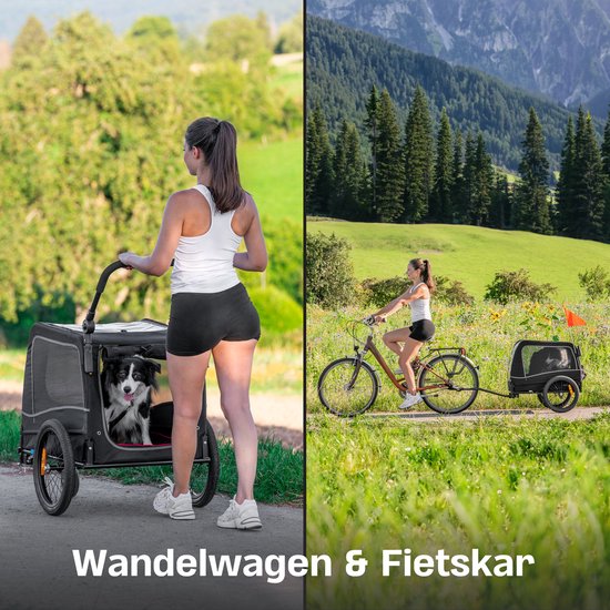 TrevoPet - Hundefahrradanhänger - Hundefahrradanhänger faltbar - Hundefahrradanhänger für kleine und große Hunde (max. 30kg) - Hundefahrradanhänger - 2-in-1 Hundefahrradanhänger für Fahrrad bis Hundebuggy - Hundeanhänger - Geeignet für E-Bikes und normale