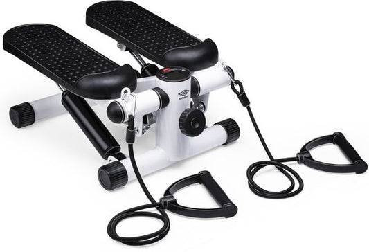 Umbro Stepper Fitness - Heimtrainer - Stepper mit Widerstandsbändern - Elektrische Anzeige - Schwarz/Weiß