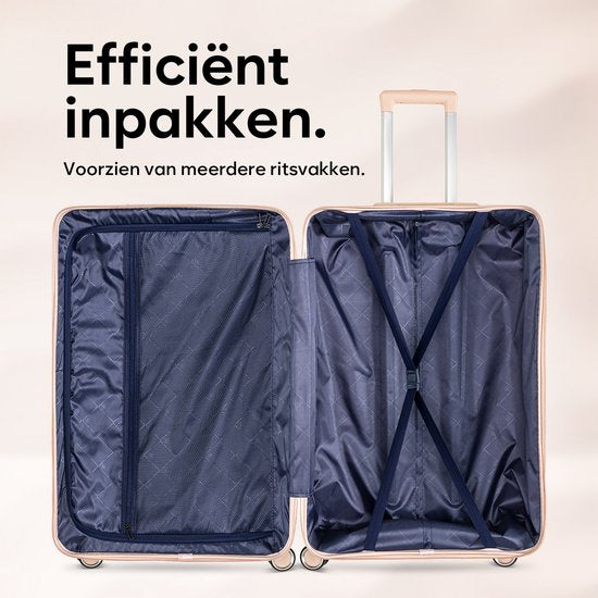 SKYCASES Travelin' Charm - 28-inch großer Reisekoffer - Zahlenschloss - 41x24x69 cm - 98L - Leicht, wasserdicht & langlebig - Hellrosa