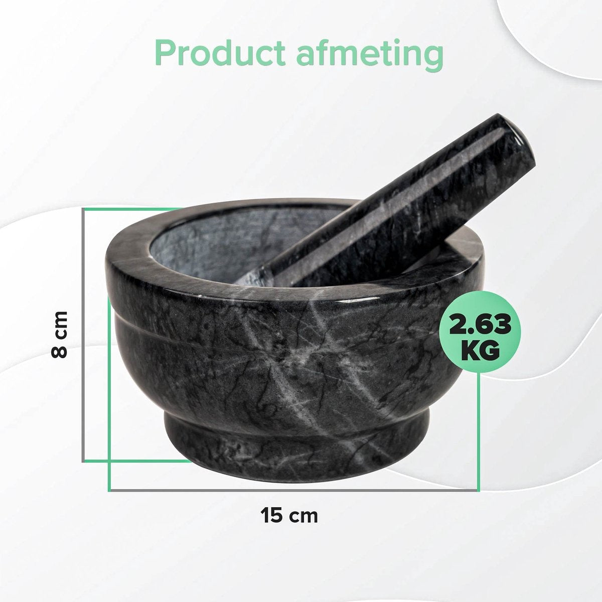 Coninx Mörser - Mörser mit Stößel - Gewürzstampfer - Ã˜15 X H8CM - Schwarzer Marmor poliert
