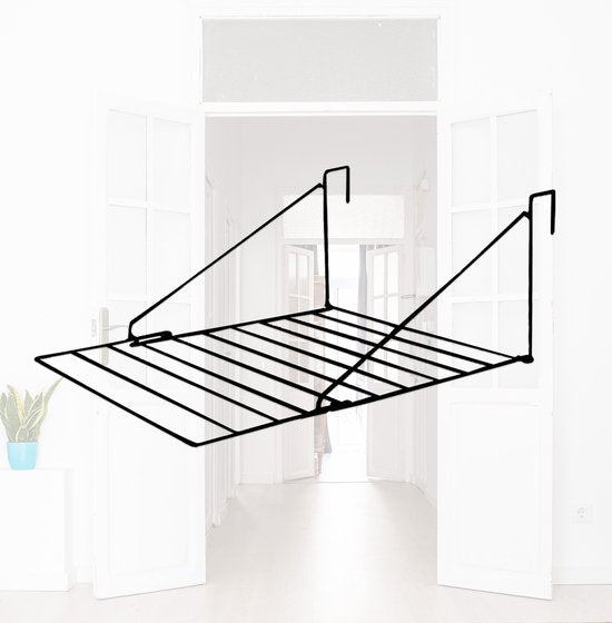 BRASQ Wäscheständer hängend schwarz - 5 Meter - Wäscheständer für Tür und Balkon - Faltbarer Wäscheständer - Wandtrockengestell - Hängendes Trockengestell - 53x71x27 cm