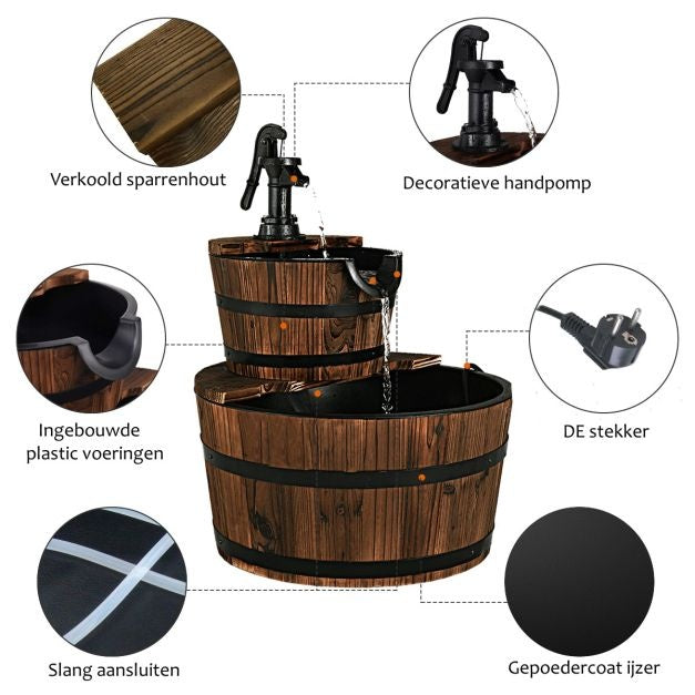 Coast Holzbrunnen mit Wasserpumpe - Ã˜ 44,5cm