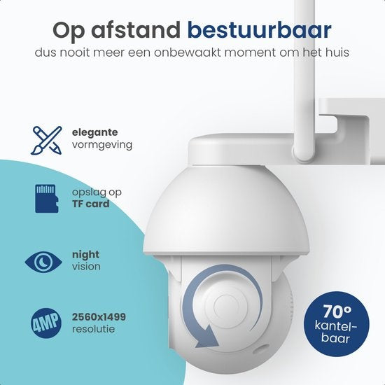 Gologi - Superior Sicherheitskamera 2 - Außenkamera mit Nachtsicht - Wand- und Dachmontage - 4MP - Mit Wifi und App - Weiß