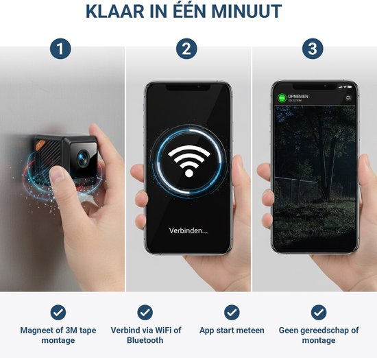 UPLY Spionagekamera – Versteckte Kamera – 64 GB SD-Karte – Versteckte Minikamera – Spionagekamera – WLAN 1080p – Nachtsicht, Bewegungserkennung – Mit App – Drahtlos – Kleine Spionagekamera
