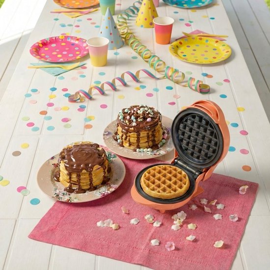 Bestron Waffeleisen – AMW500PE – 550 W – Mini-Waffeln – Antihaftbeschichtung – Orange – 5 Jahre Garantie
