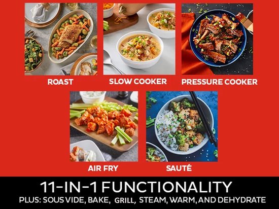 Instant Pot Duo Crisp 5,7 l Multikocher + Heißluftfritteuse – 11-in-1 – Schnellkochtopf – Slow Cooker – Sous-vide – Heißluftfrittieren – Dämpfen – Backen – Bis zu 6 Portionen