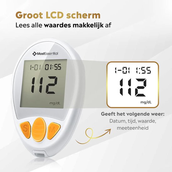MostEssential Premium Blutzuckermessgerät Starter Pack - Blutzuckermessgerät - Diabetes Messgerät - Alles in einem Set - Inklusive Aufbewahrungsbeutel, Stechhilfe, 10 Teststreifen & 10 Lanzetten