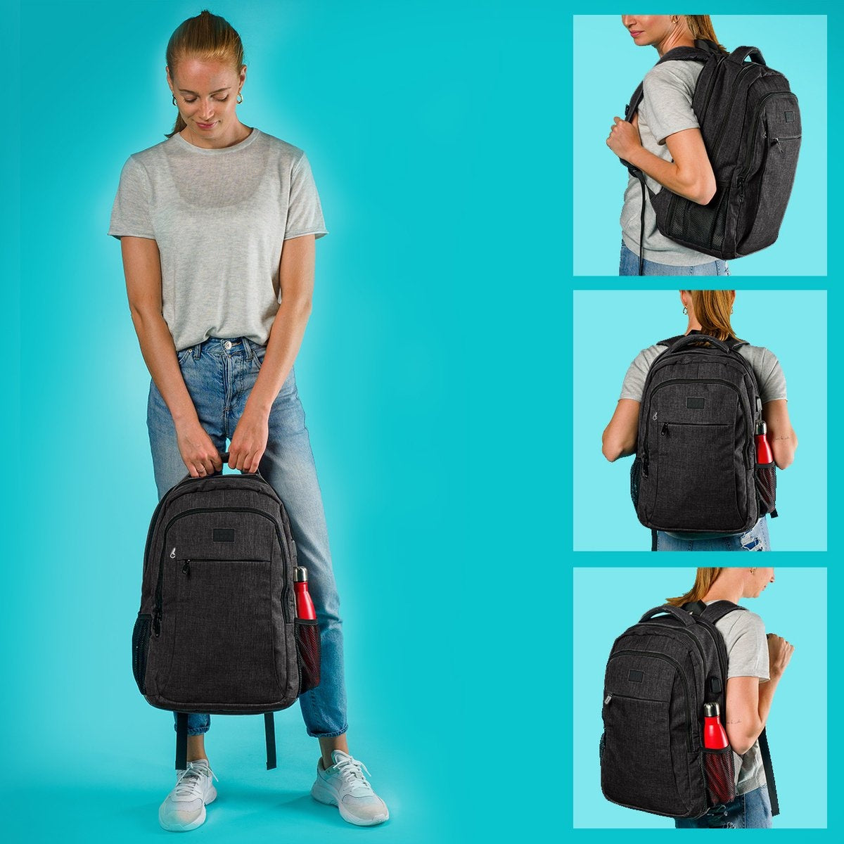 TRVLMORE Rucksack - 36L - 17.3 Zoll - Laptop-Rucksack - Schultasche - Unisex - Spritzwassergeschützt Anthrazit