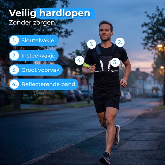 Nuvance Reflektierende Laufweste – Wasserdichte Laufweste – Handyhalterung zum Laufen – Laufweste mit Reflexstreifen – Laufen