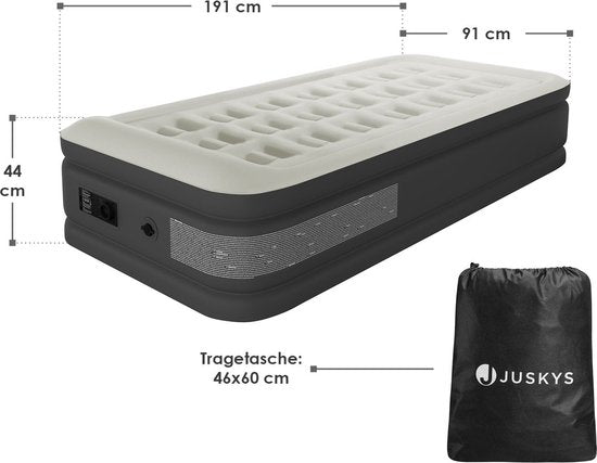 Juskys - Selbstaufblasendes Luftbett - inkl. Aufbewahrungsbeutel - 191 x 91 x 44 cm - Grau
