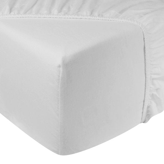 DoubleDry Spannbetttuch aus Flanell, 100 % weiche Baumwolle – Doppelbett 180 x 200 cm – Rundum-Gummizug – Weiß
